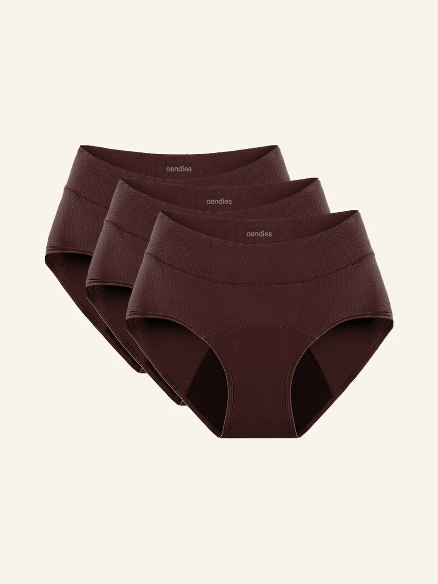 Huggster Brief | 3-pack | Kraftigt urinläckage | 100% läckagesäker, dag & natt | Mörkbrun | menstrosor