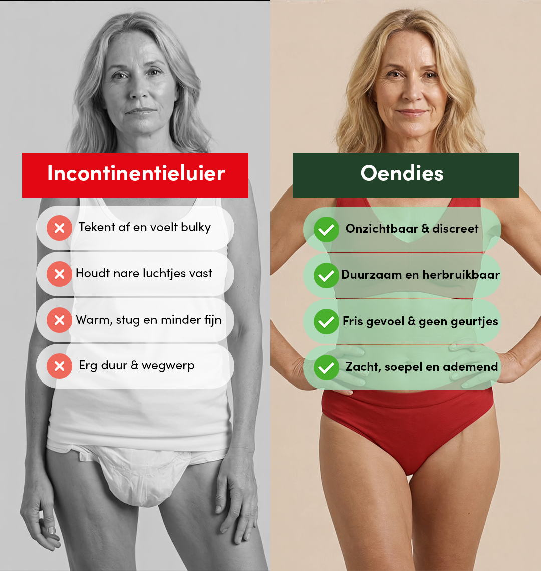 Sömlös Brief | Lätt urinläckage | Ultramjuk & sömlös | 100% läckagesäker & ekologisk bomull | Röd