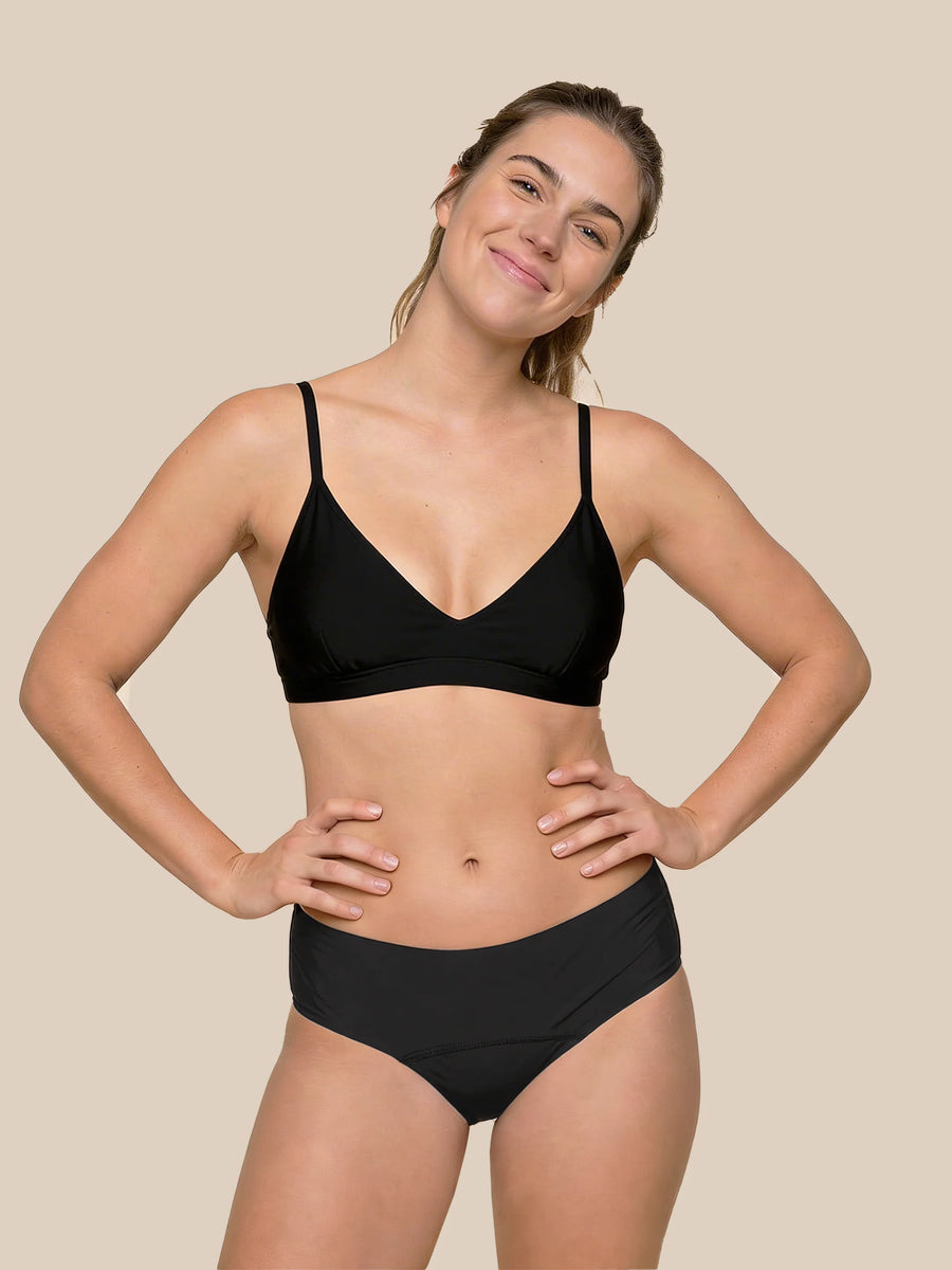 Menstruation Simning Letter Tonåringar | Extra intensiv | 100 % läcksäker | Svart