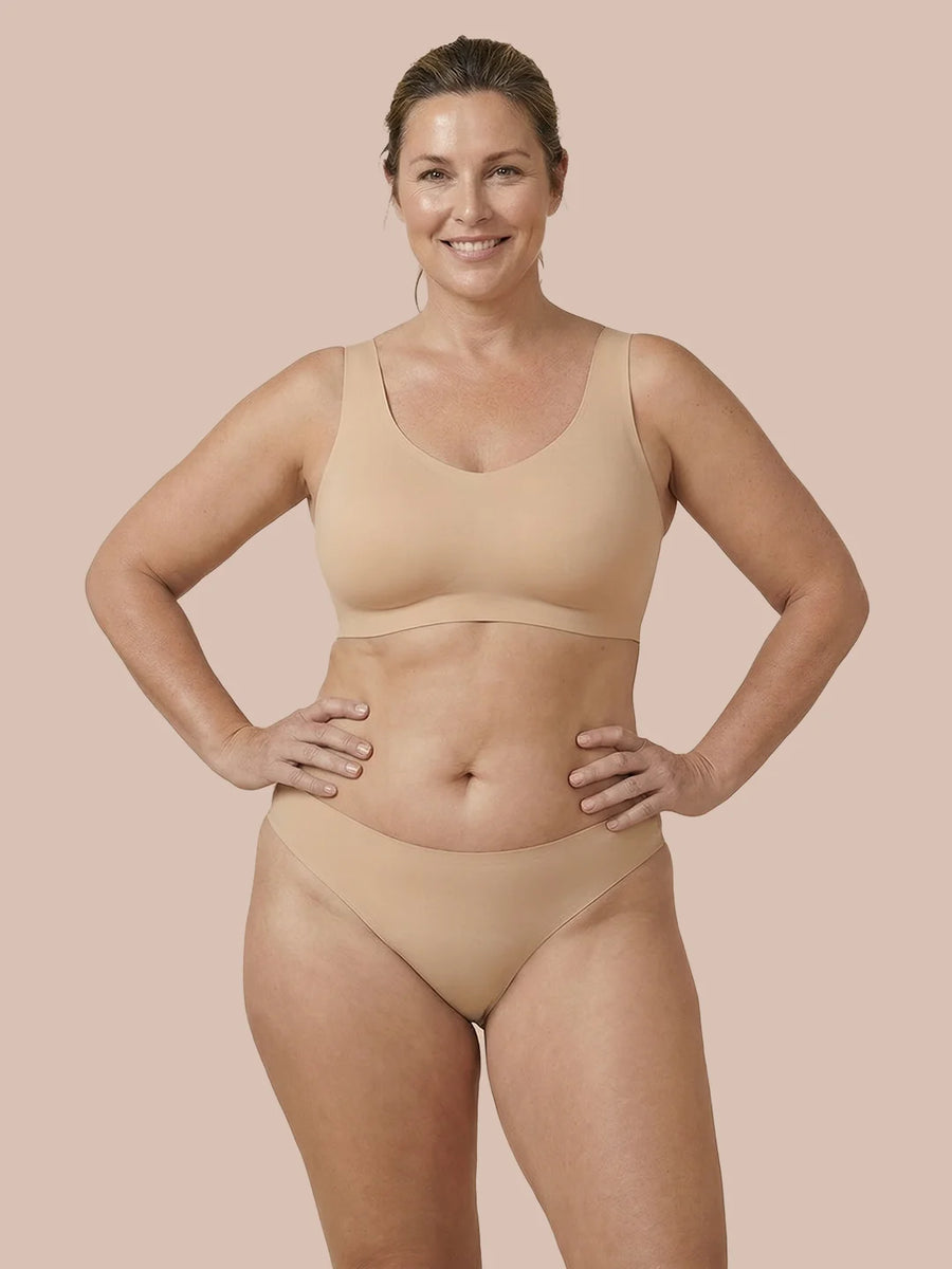 Naadloze Brazilian | Licht urineverlies | Ultra zacht & naadloos | 100% lekvrij & Organisch Katoen | Apricot