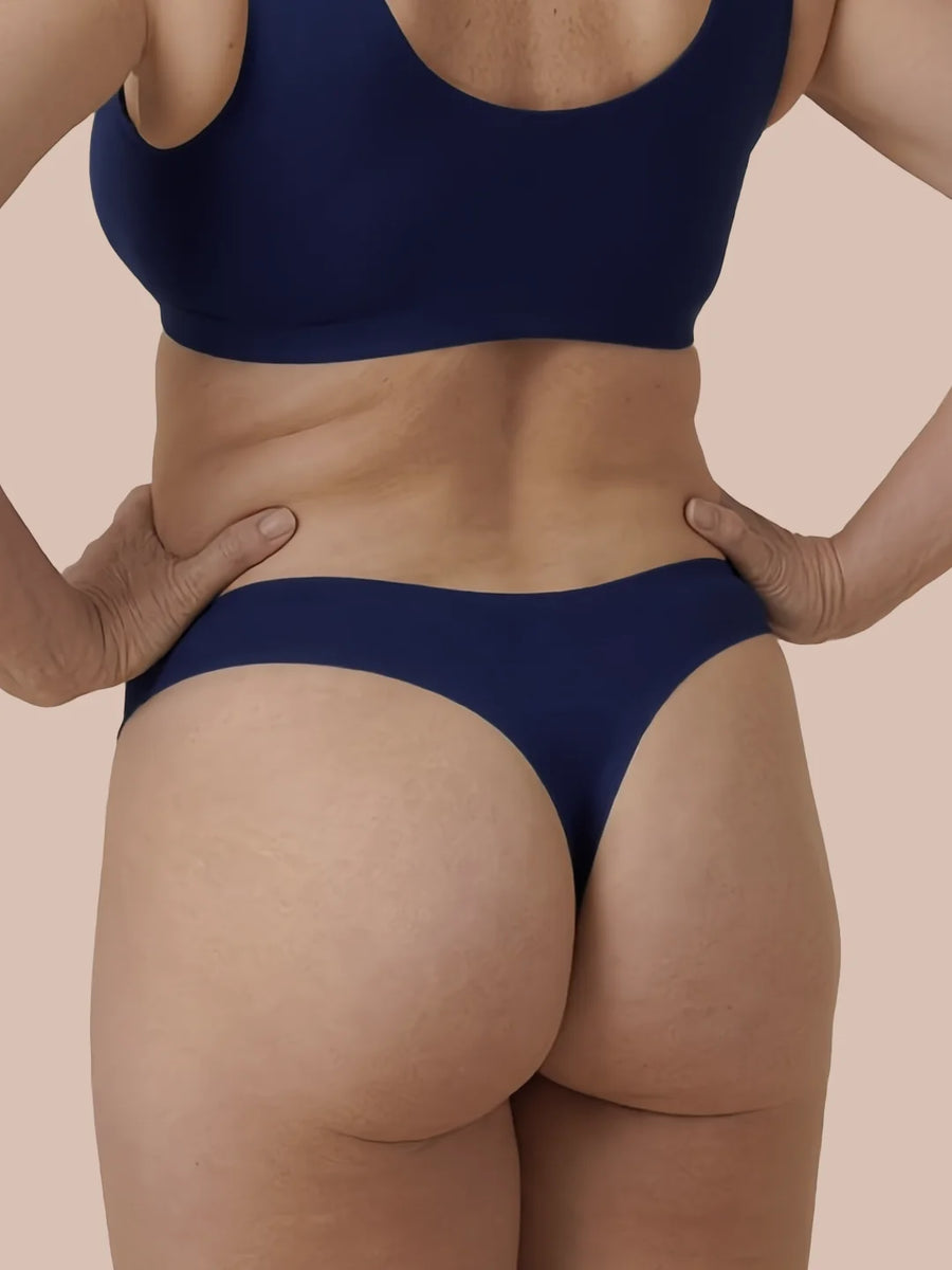 Sömlös Brazilian | Lätt urinläckage | Ultramjuk & sömlös | 100% läckagesäker & ekologisk bomull | Blå