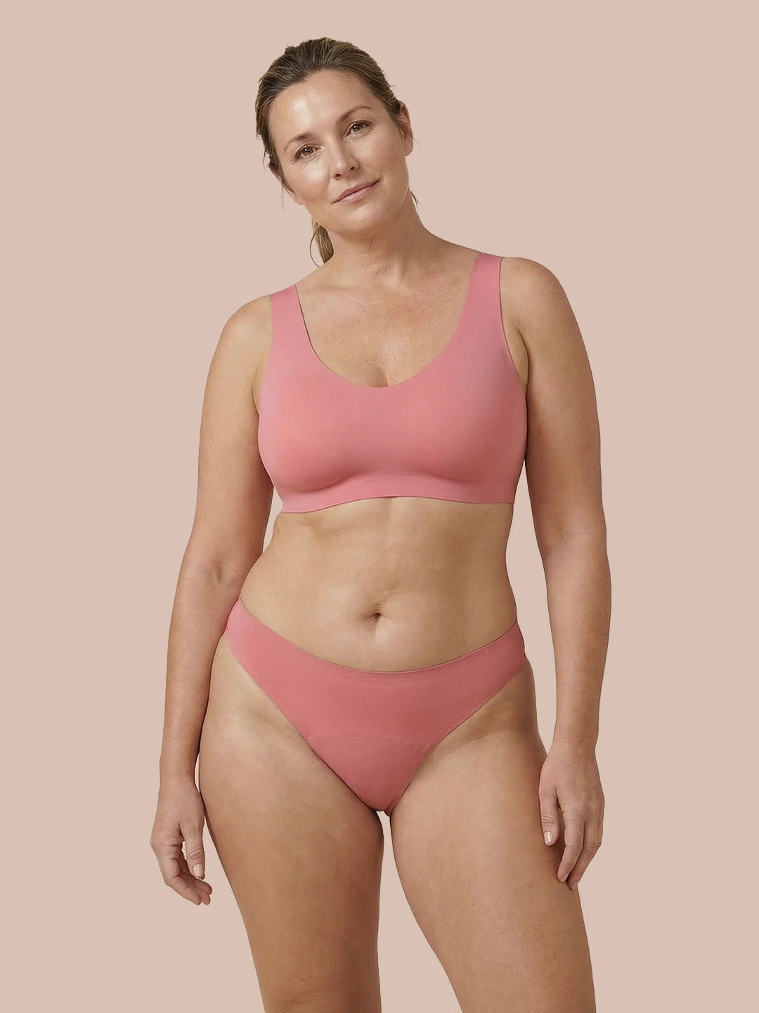 Naadloze Brazilian | Licht urineverlies | Ultra zacht & naadloos | 100% lekvrij & Organisch Katoen | Roze