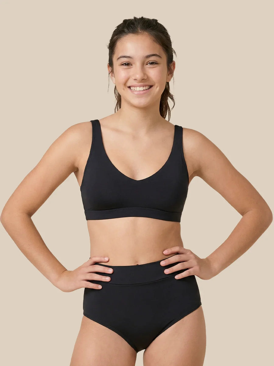 Menstruation Simning Letter Tonåringar | Extra intensiv | 100 % läcksäker | Svart