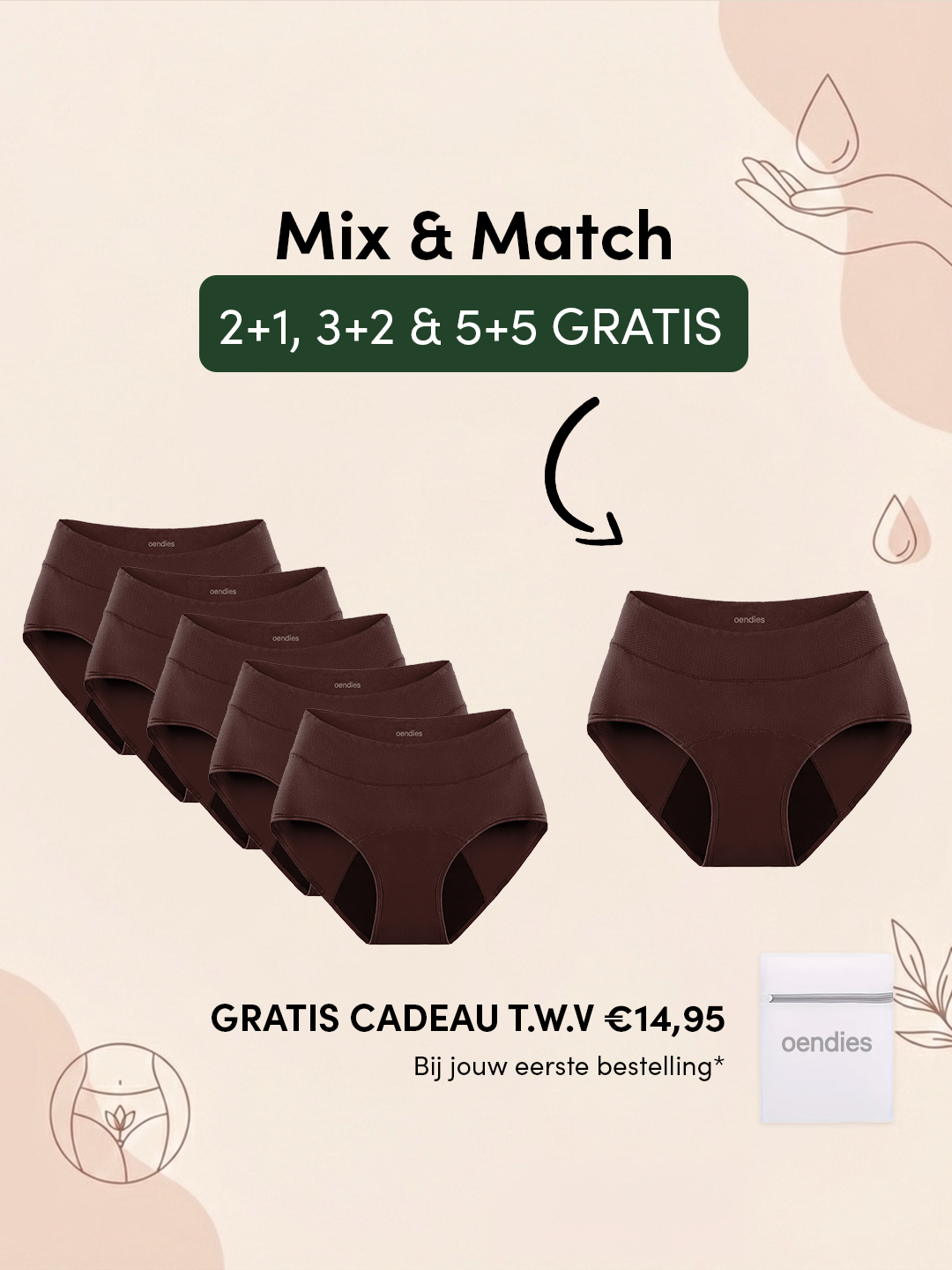 Huggster Brief | Paket med 10 | Kraftigt urinläckage | 100% läckagesäker, dag & natt | Mörkbrun