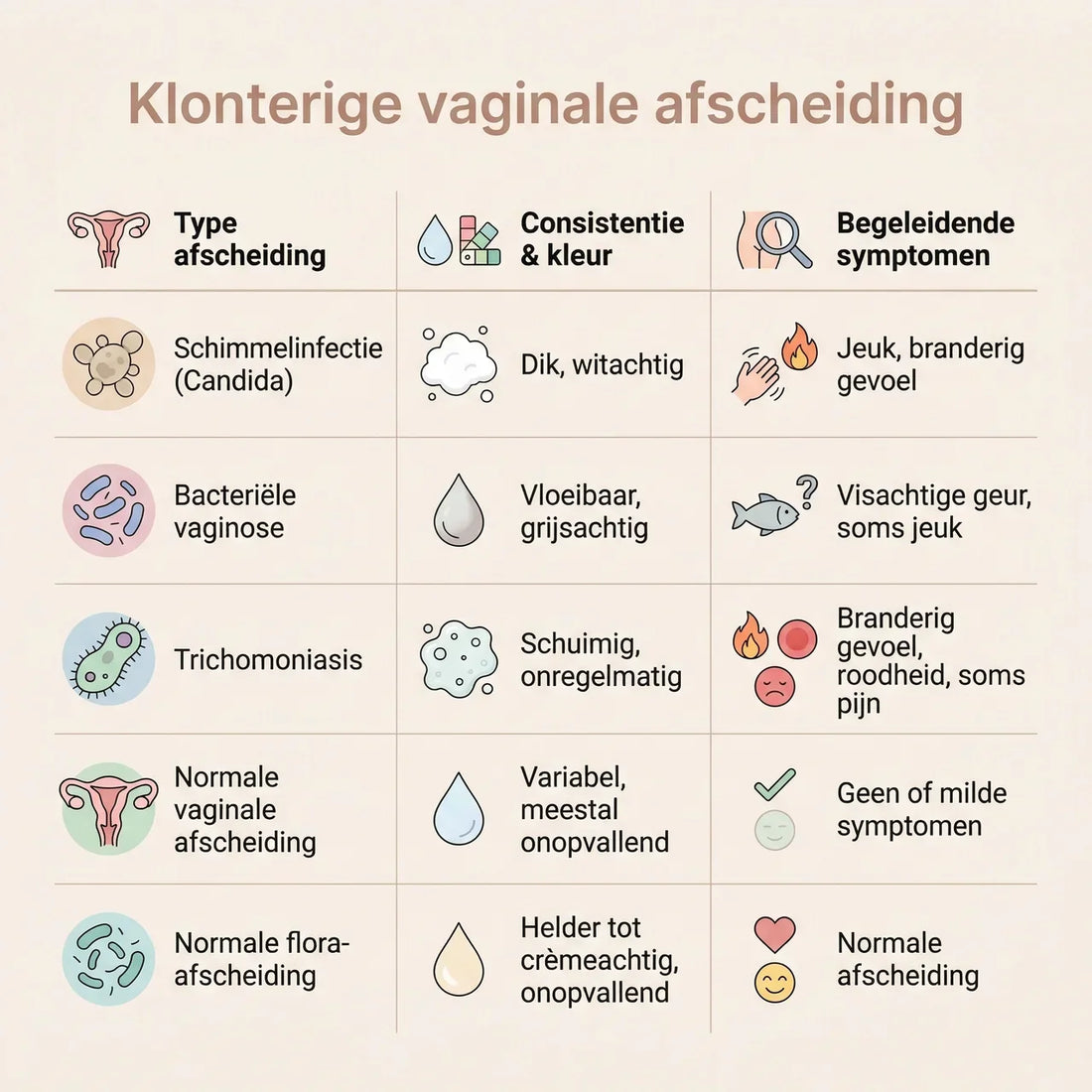 Klonterige vaginale afscheiding: oorzaken, signalen en wanneer je moet laten checken