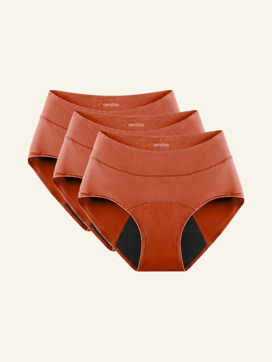 Huggster Brief | 3-pack | Kraftigt urinläckage | 100% läckagesäker, dag & natt | Orange | menstrosor