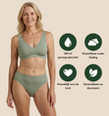 High Waist Brief | Kraftigt urinläckage | Ultramjuk & sömlös | 100% läckagesäker & Ekologisk bomull | Grön | menstrosor