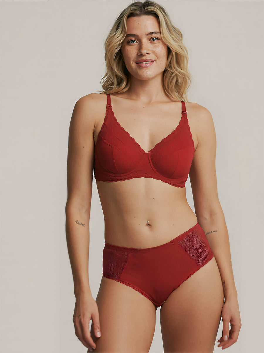 Everyday brief - Organisch katoen | 100% lekvrij, dag & nacht | Rood