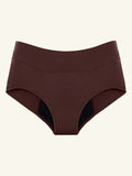 Menstruatie ondergoed chocolade, losse classic brief in vooraanzicht tegen een lichte achtergrond
