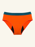 Menstruatie ondergoed oranje, losse hipster brief in vooraanzicht tegen een lichte achtergrond