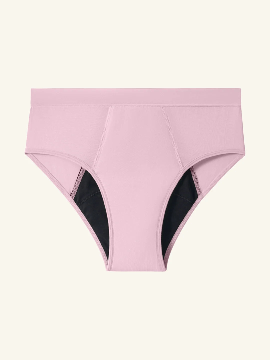 Menstruatie ondergoed roze, losse invisible hugger in vooraanzicht tegen een lichte achtergrond